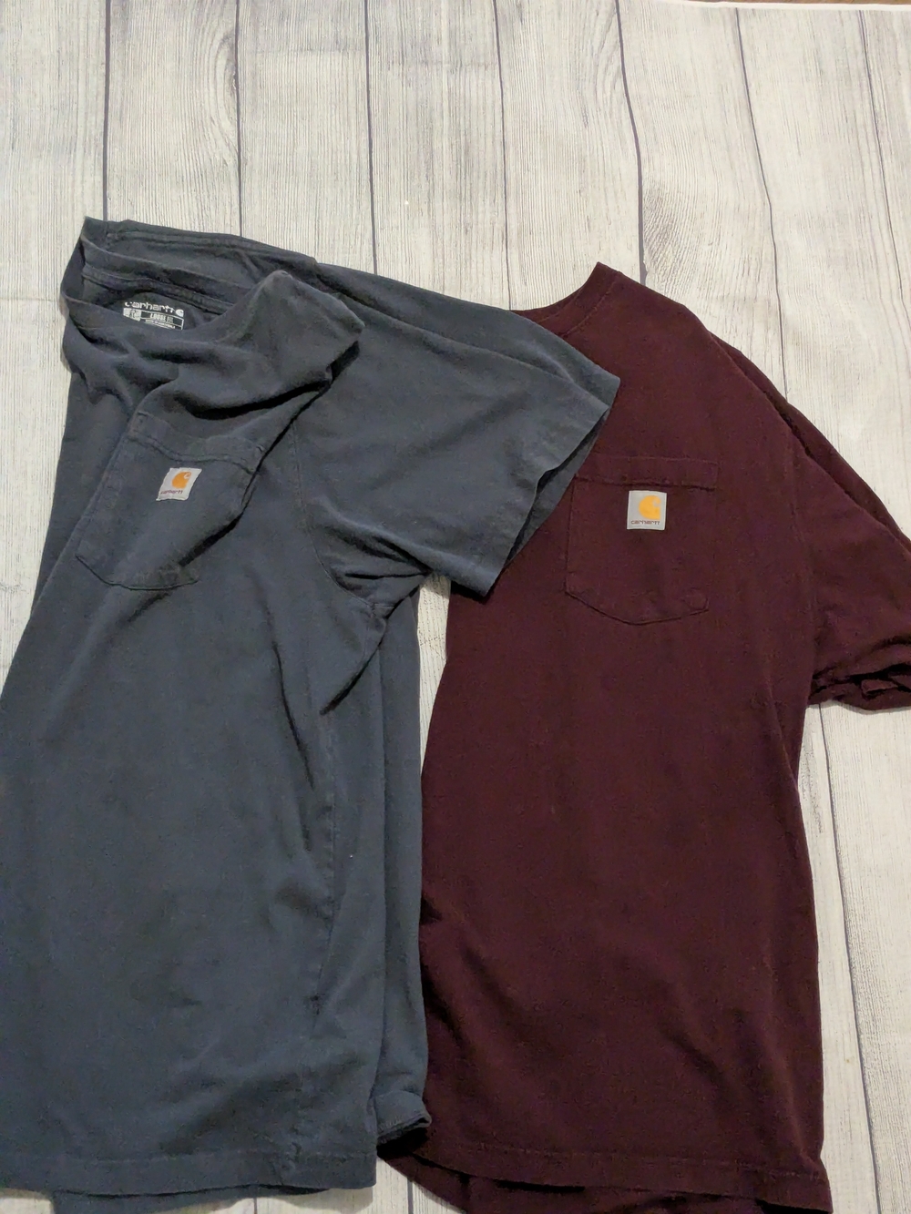 Carhartt Two-Piece Short Sleeve Work Shirts in Black & Burgundy